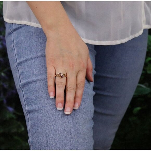 10k Yellow Gold Natural Ruby & Diamond Ring Size 9 1/4 - Picture 3 of 7